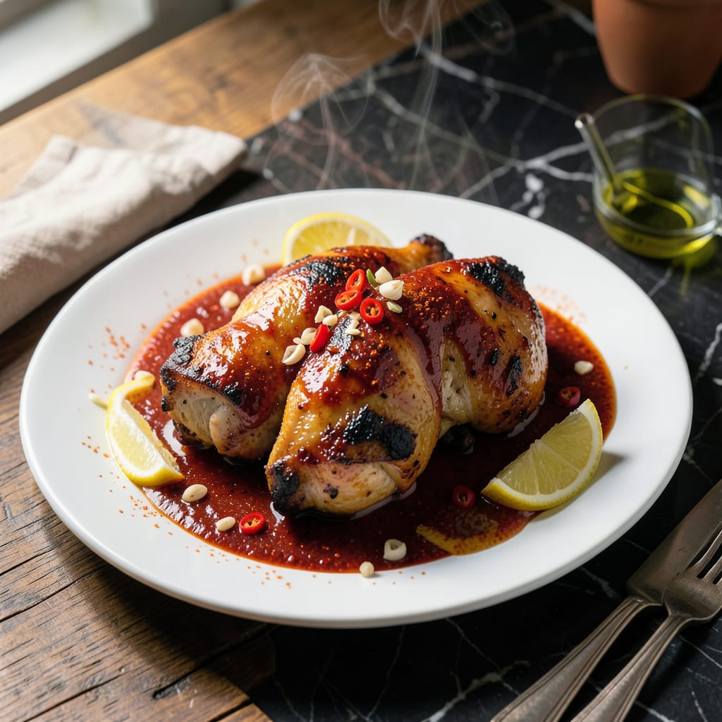 Visual representation of chicken recipe with peri peri sauce