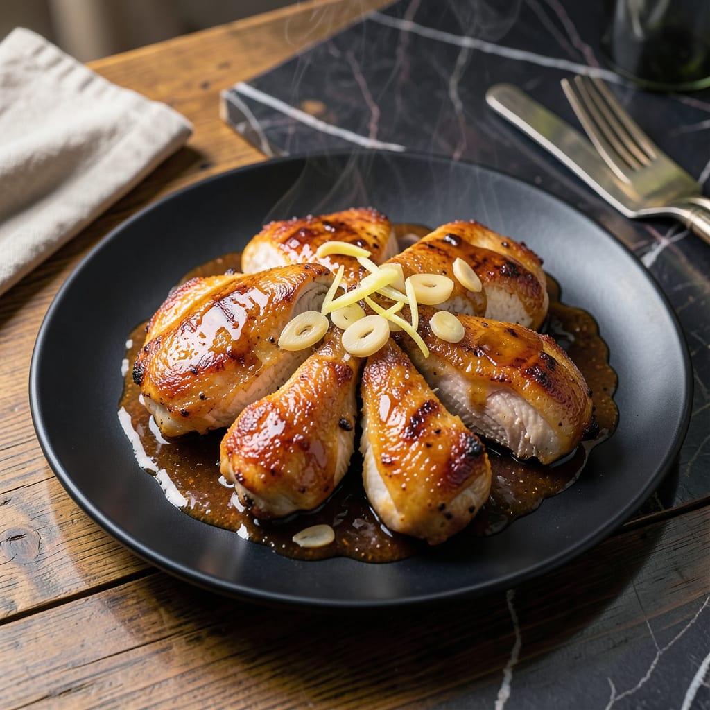 Visual representation of chicken recipe with pineapple juice brown sugar and soy sauce