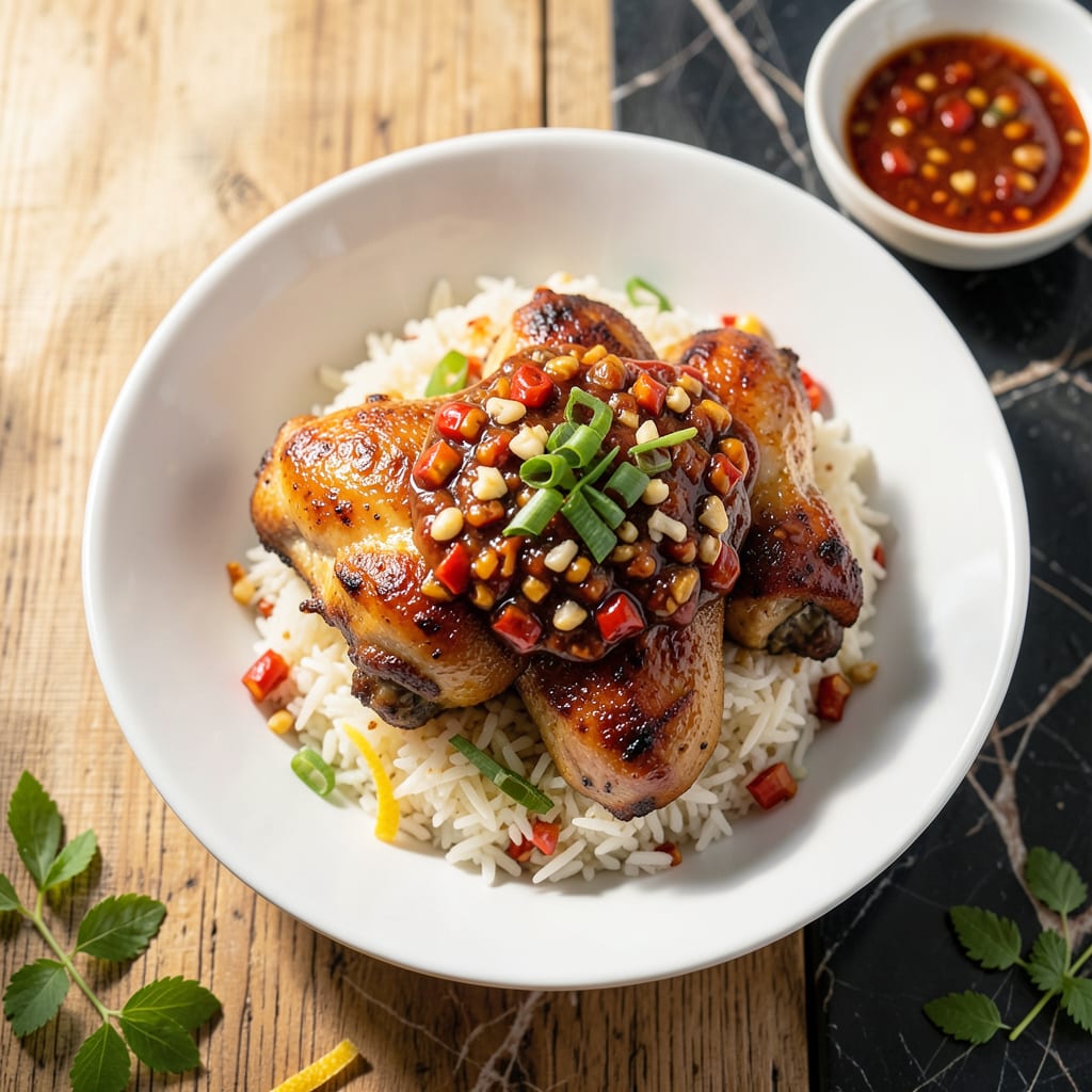 chicken rice chilli sauce recipe example with annotations