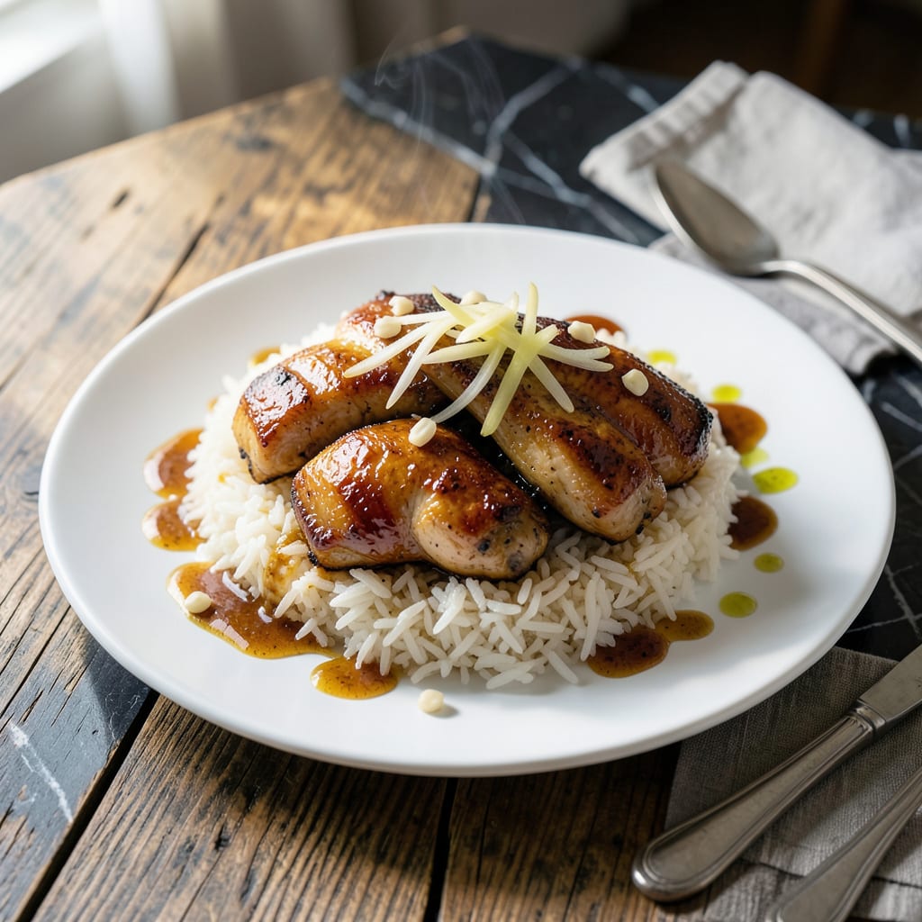 Visual representation of chicken rice ginger sauce recipe