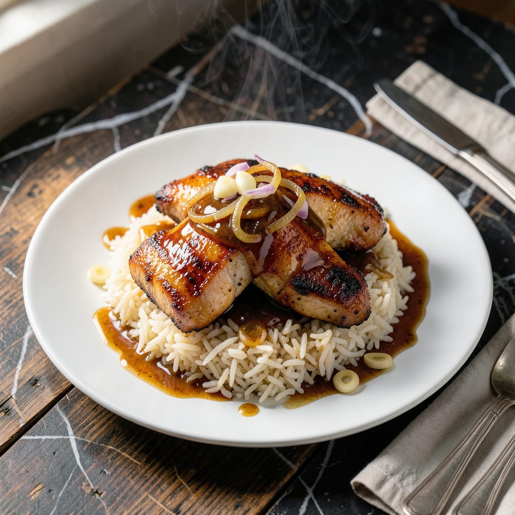 Visual representation of chicken rice oyster sauce recipe