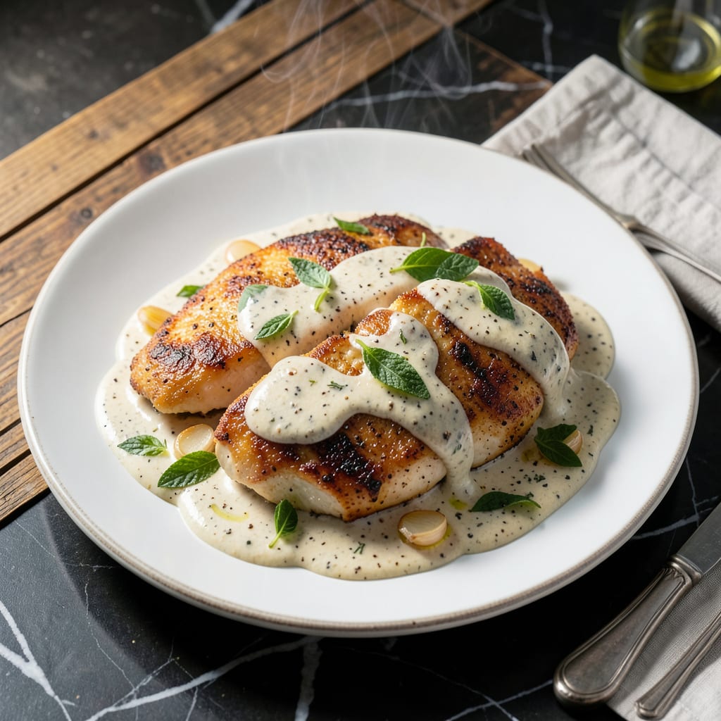 Visual representation of chicken sage cream sauce recipe