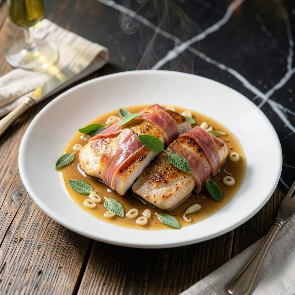 Complete chicken saltimbocca sauce recipe overview image