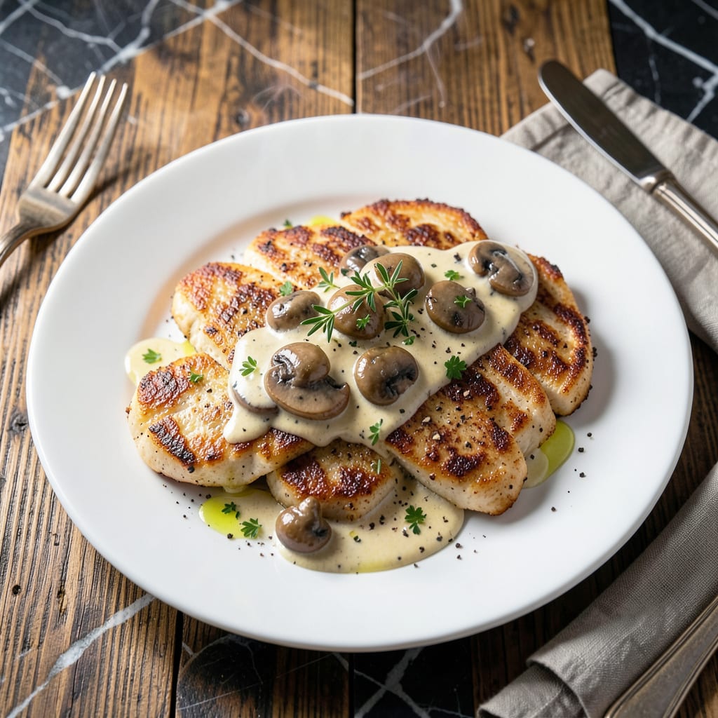 chicken scallopini mushroom cream sauce recipe example with annotations