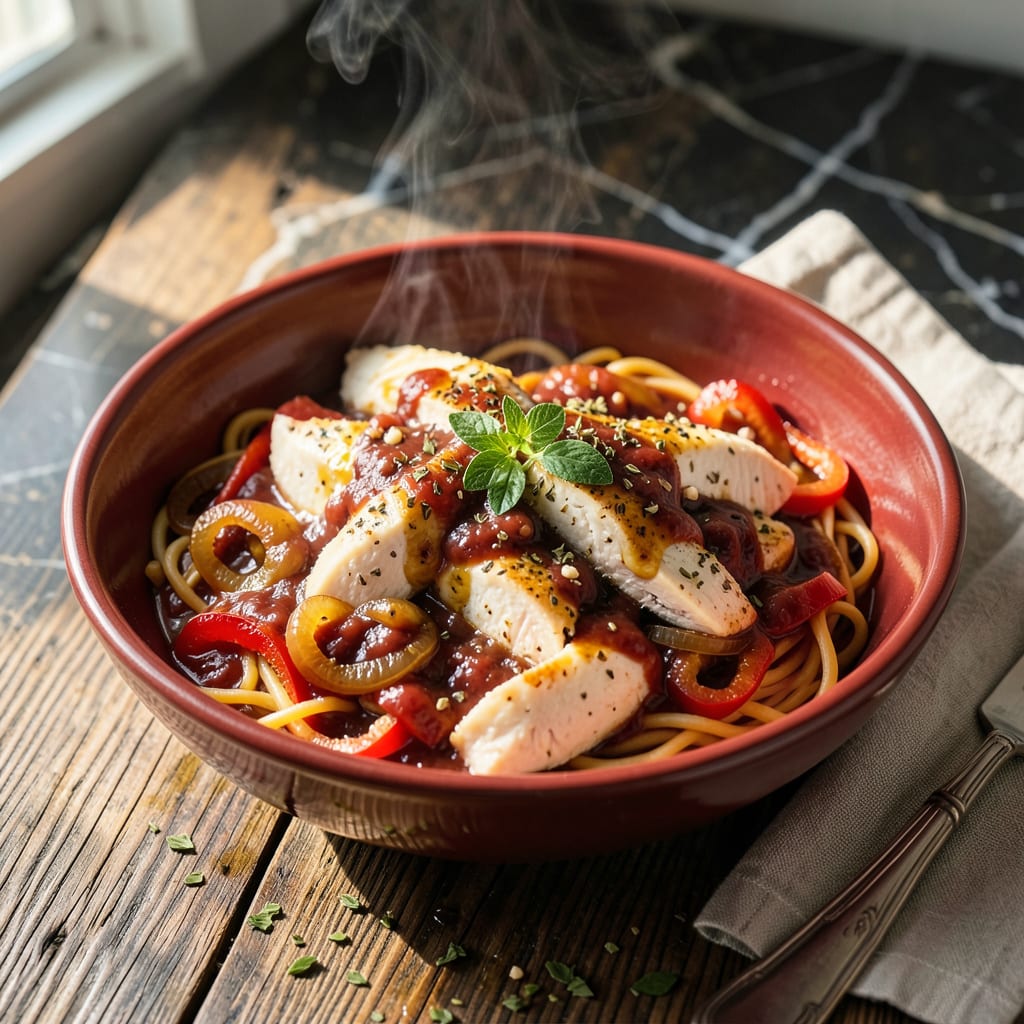 chicken spaghetti sauce crock pot recipe detailed visual guide