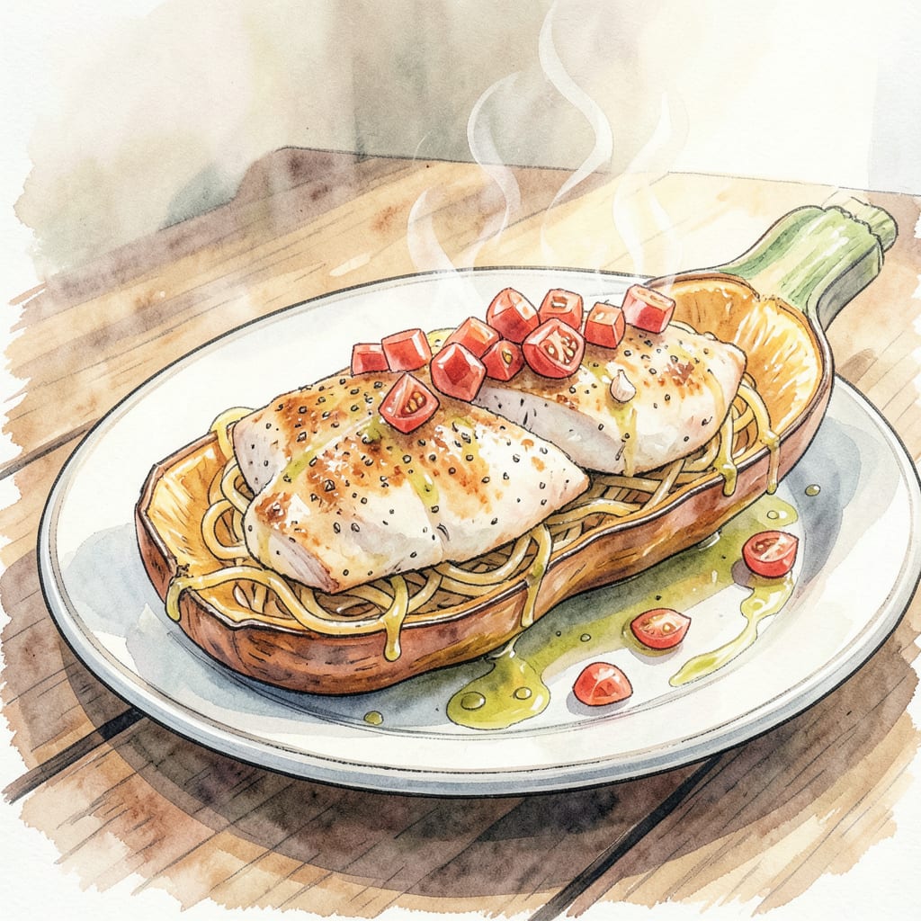 Visual representation of Chicken Spaghetti Squash Recipe: Low Carb Comfort Food