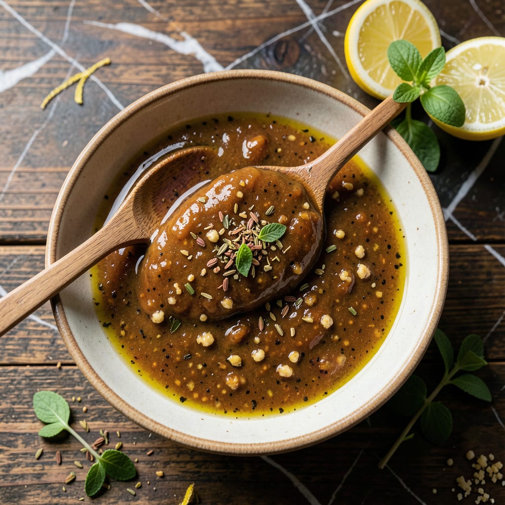 Visual representation of chicken spiedie sauce recipe