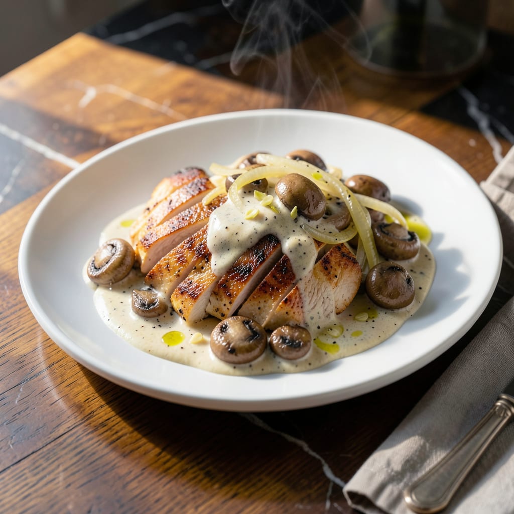 Visual representation of chicken stroganoff white sauce recipe