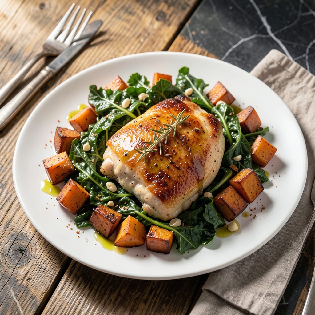 chicken sweet potato kale recipe example with annotations