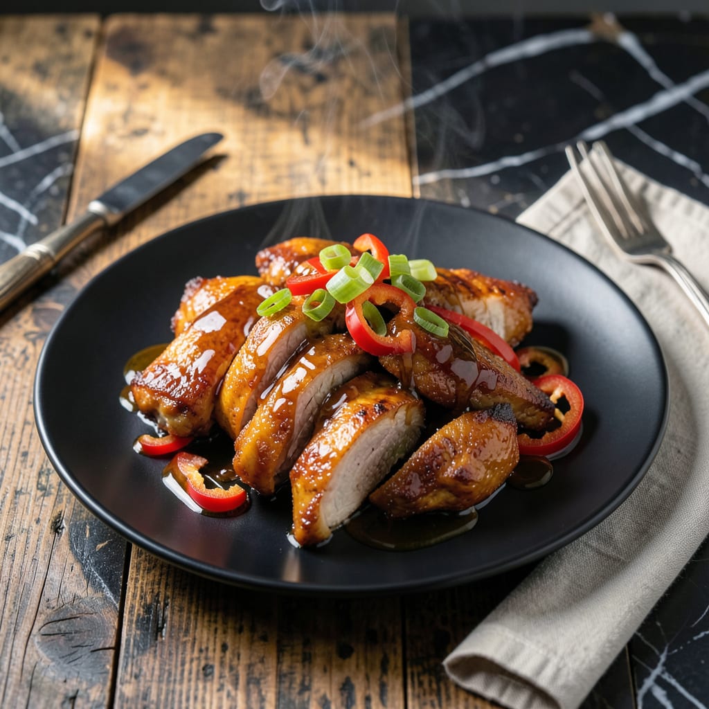 Visual representation of Chicken Teriyaki Recipe With Kikkoman Teriyaki Sauce: Sticky Glaze With Caramelized Edges