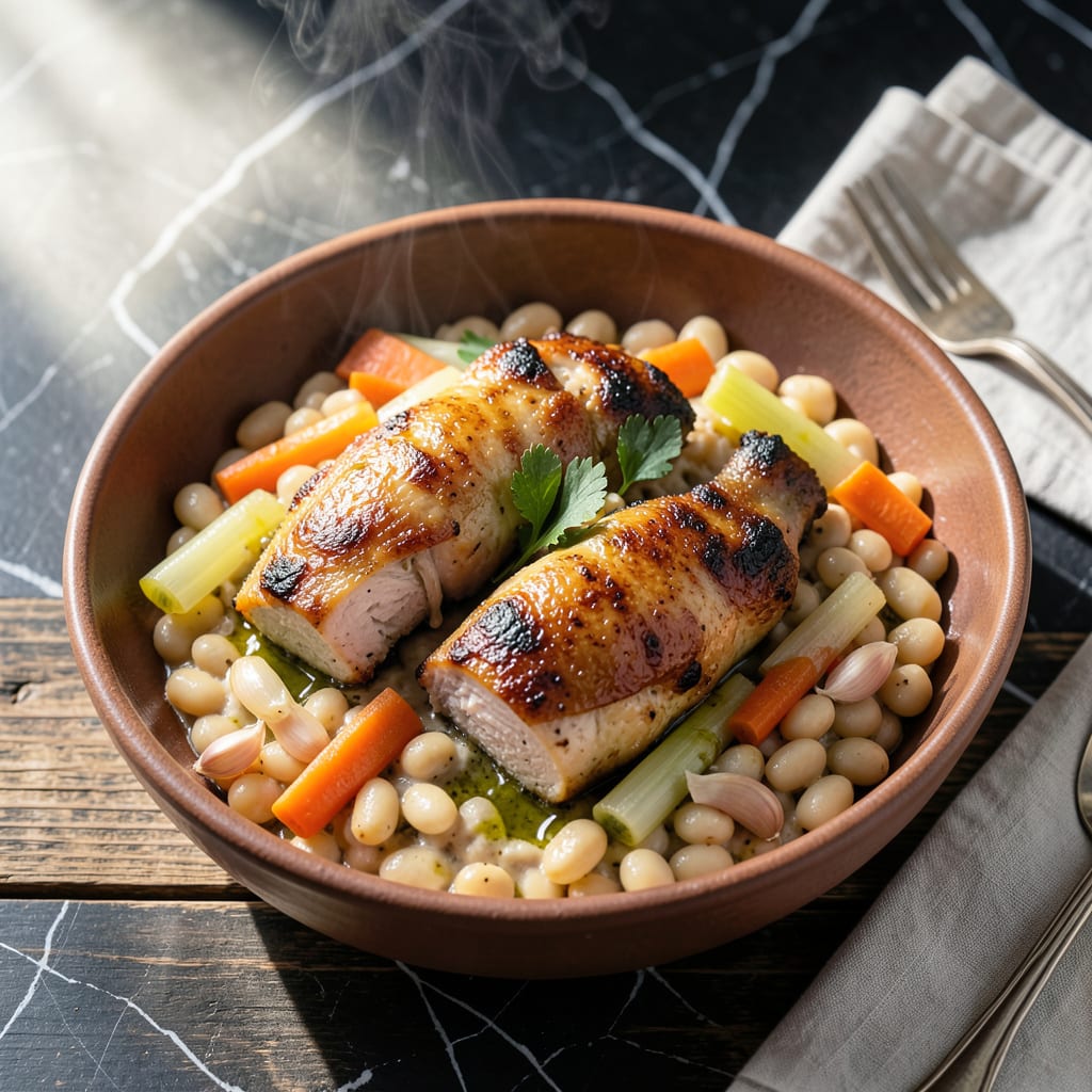 Visual representation of chicken thigh beans recipe