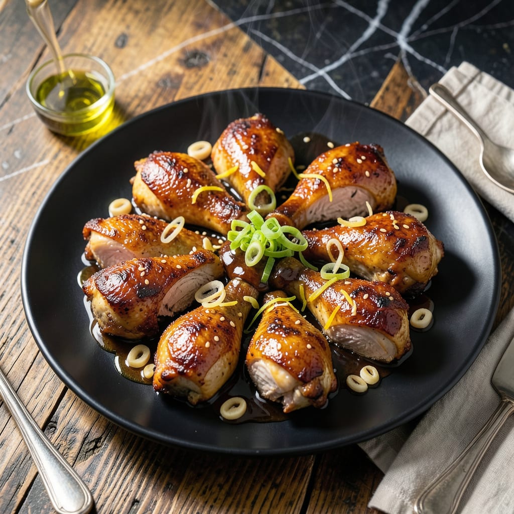 Complete chicken thigh recipe with soy sauce and garlic overview image