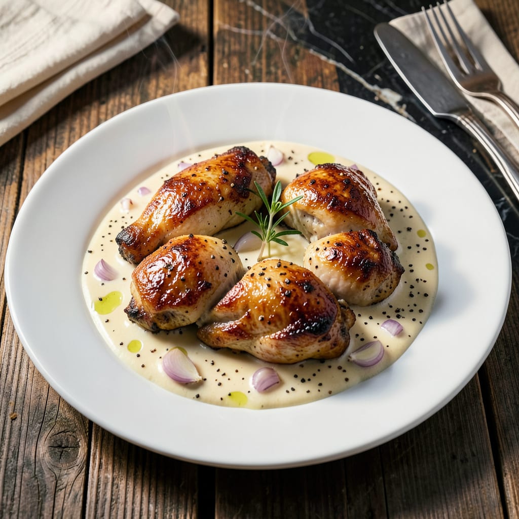 chicken thighs in cream sauce recipe example with annotations