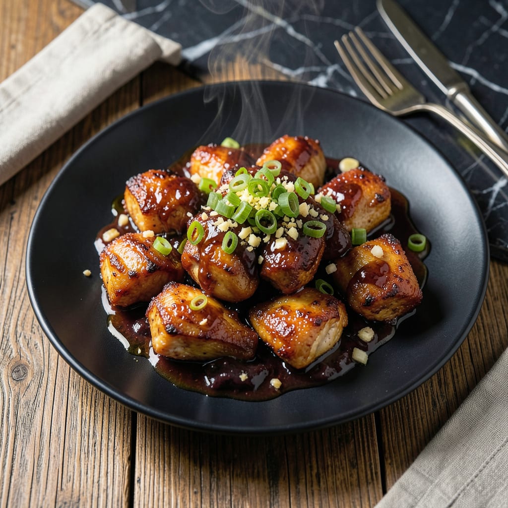 chicken thighs plum sauce recipe illustration with key details