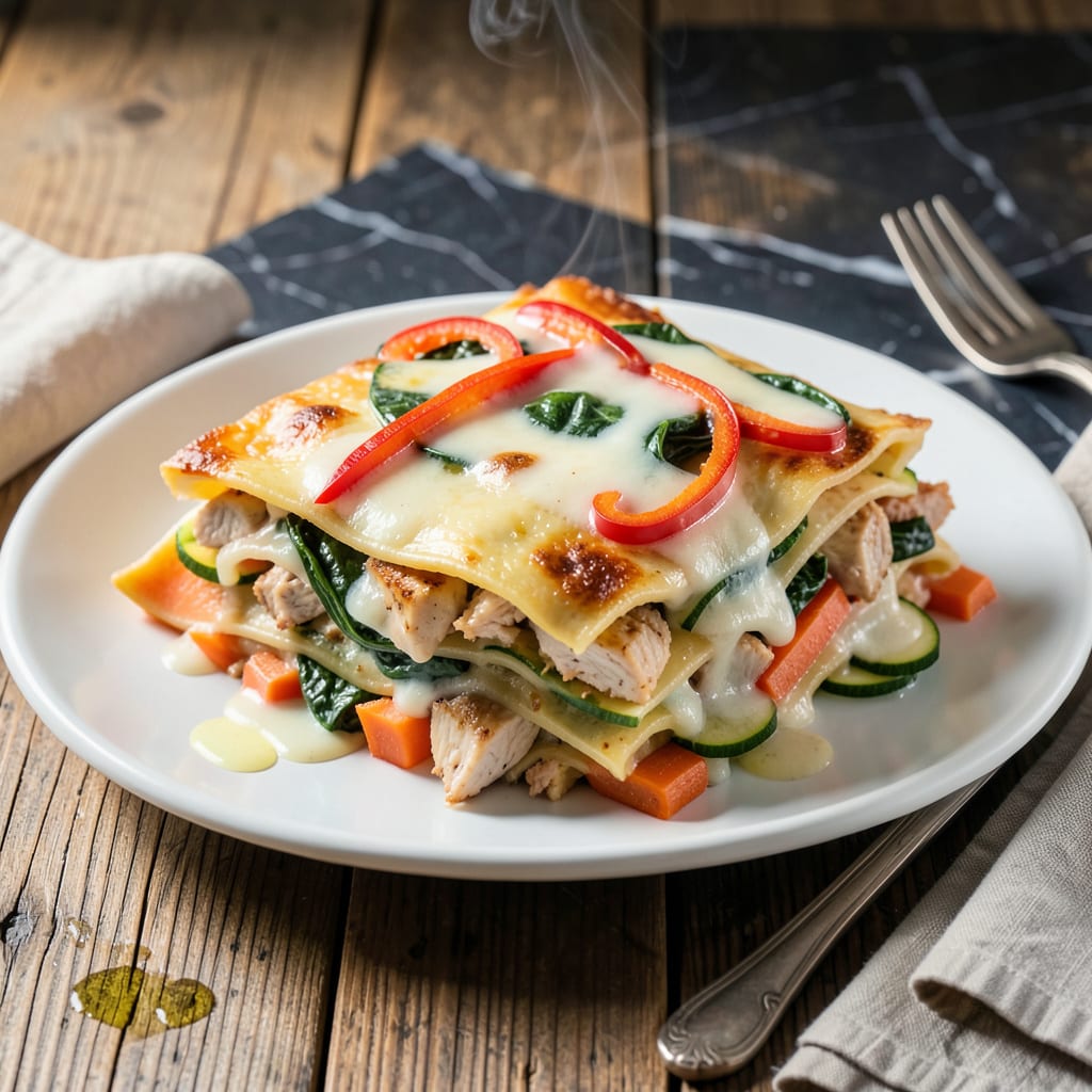 Comprehensive chicken vegetable lasagna recipe white sauce visual reference