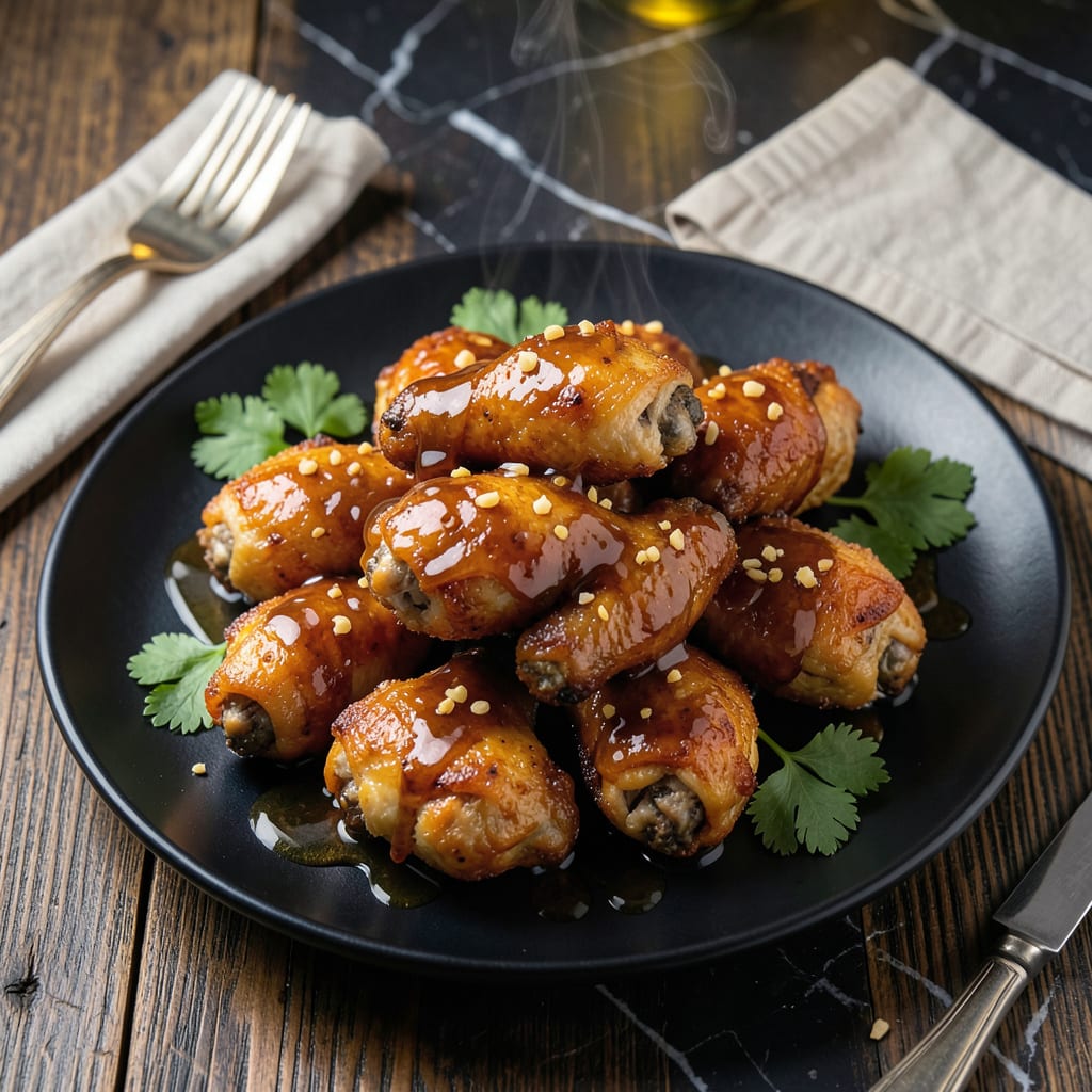 Visual representation of chicken wings in oyster sauce recipe