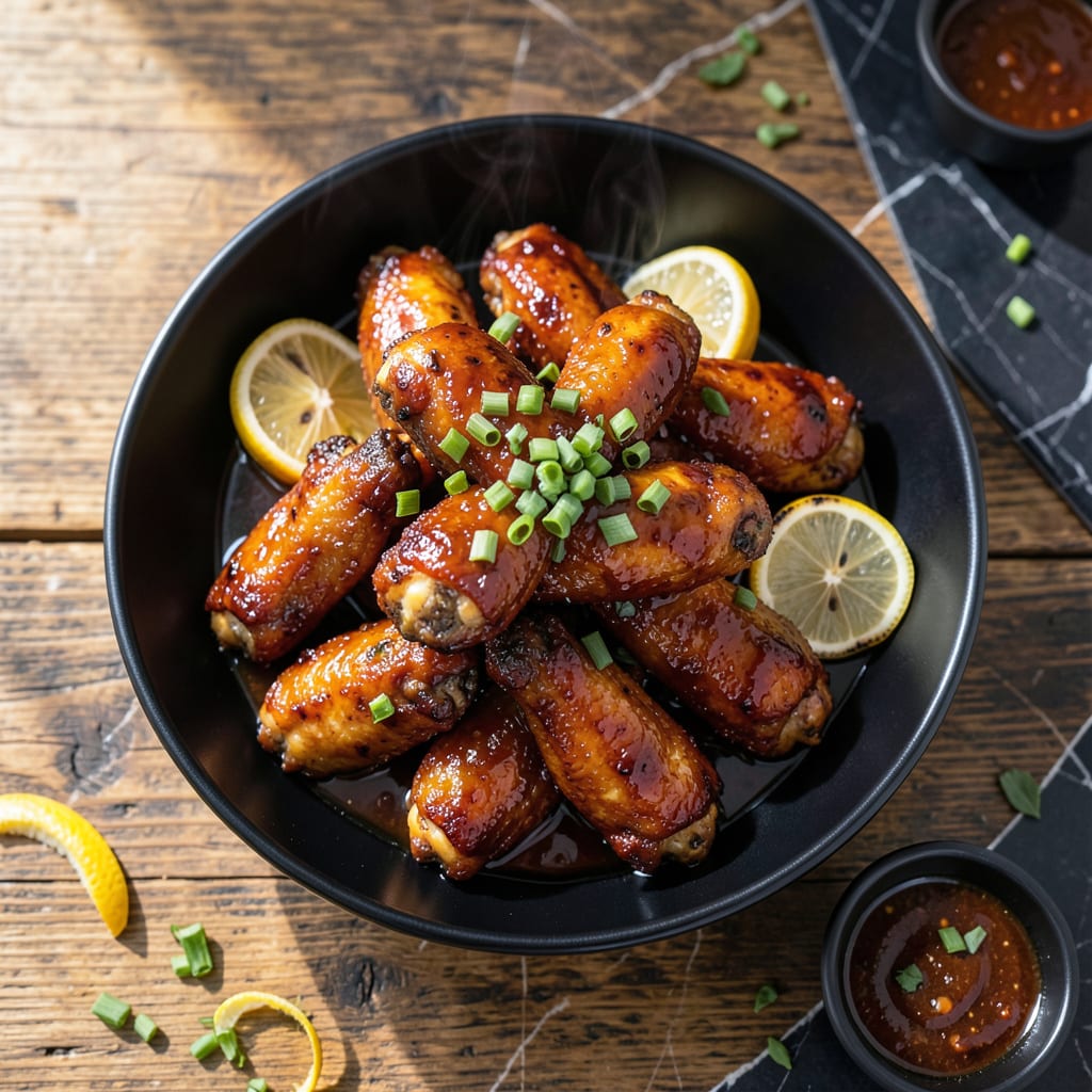 Comprehensive chicken wings with bbq sauce and maple syrup recipe visual reference