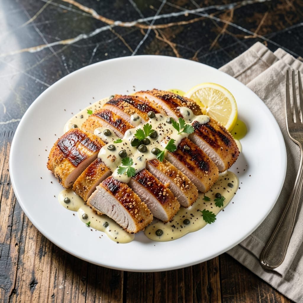 Visual representation of chicken with caper sauce recipe