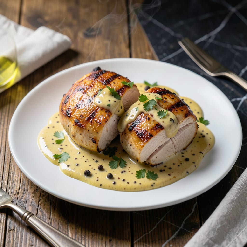 Visual representation of chicken with dijon mustard sauce recipe