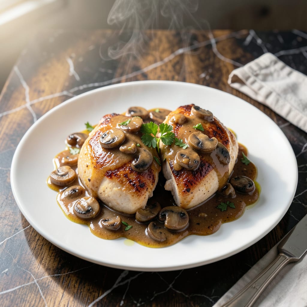 chicken with garlic mushroom sauce recipe detailed visual guide