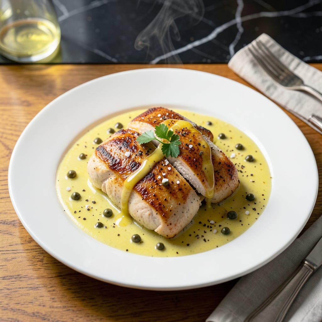 Complete chicken with lemon caper sauce recipe overview image