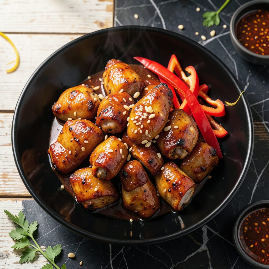 chili sauce chicken recipe illustration with key details