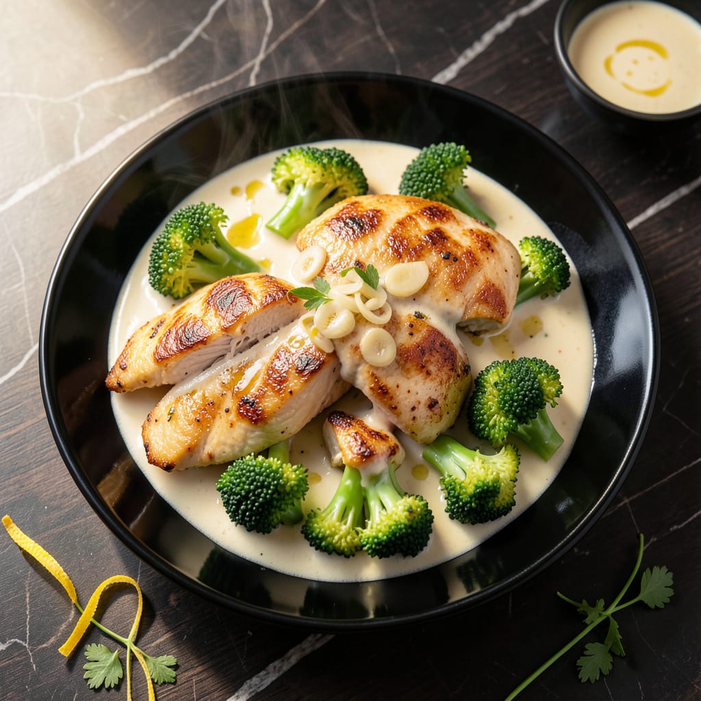 Complete chinese chicken and broccoli white sauce recipe overview image