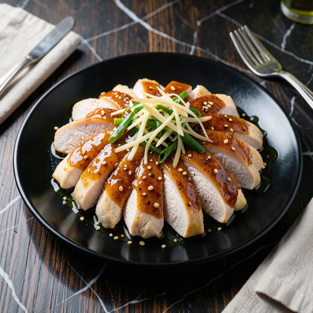 chinese cold ginger chicken sauce recipe illustration with key details