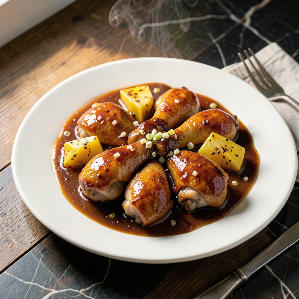 chinese pineapple chicken sauce recipe illustration with key details