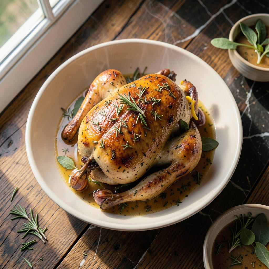 Complete christmas roast chicken recipe overview image