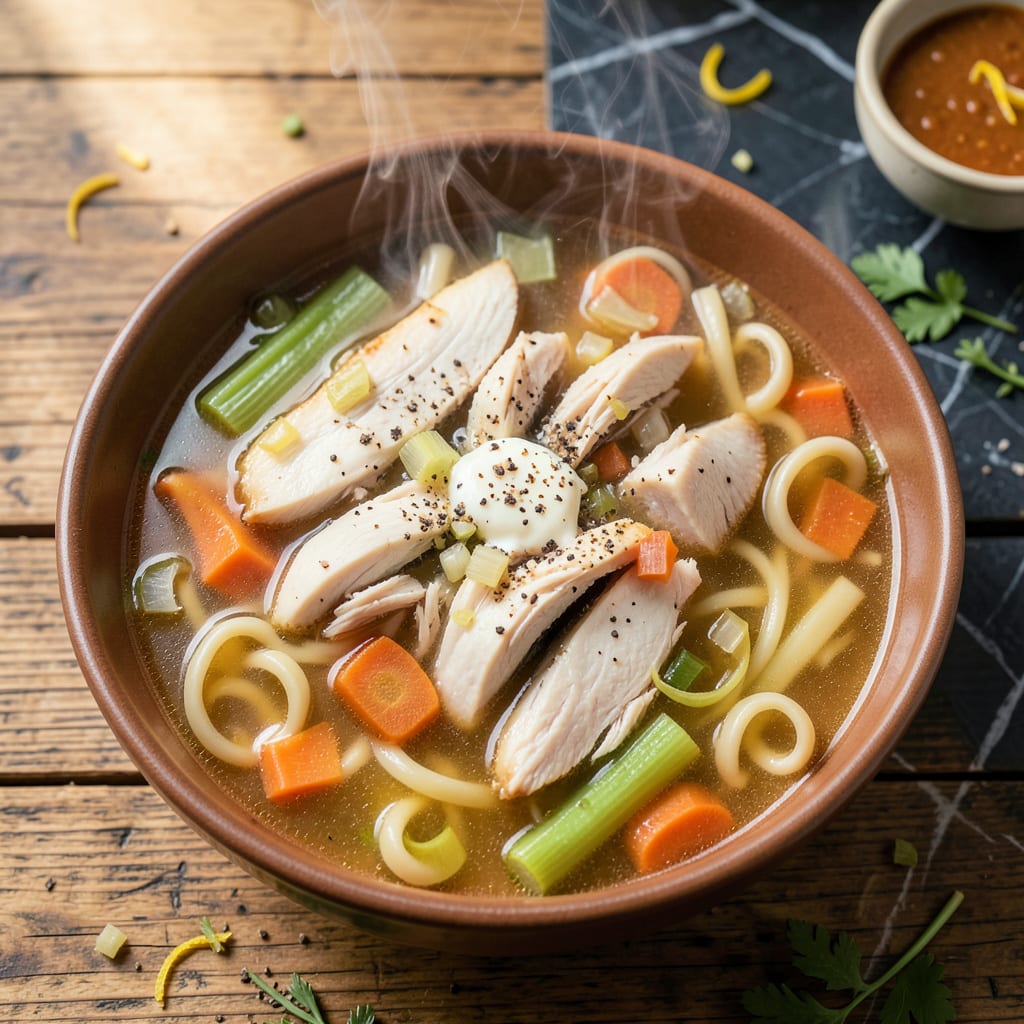 Complete cooks country chicken noodle soup recipe overview image
