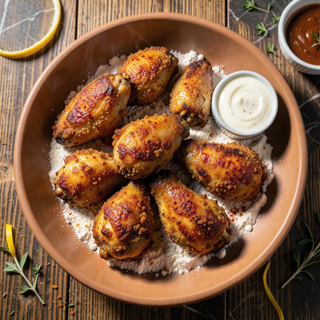 crispy fried chicken recipe air fryer illustration with key details