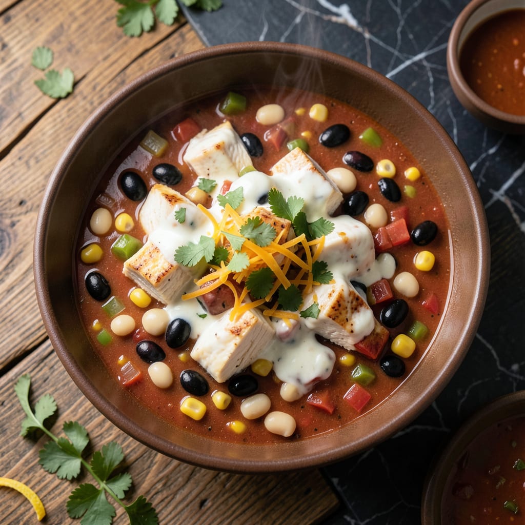 Comprehensive crock pot cream cheese chicken chili recipe visual reference