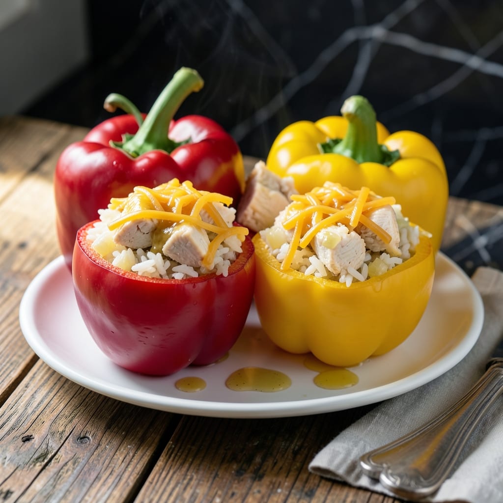 Chicken and Rice Stuffed Peppers Recipe: Cheesy One-Pan Family Feast