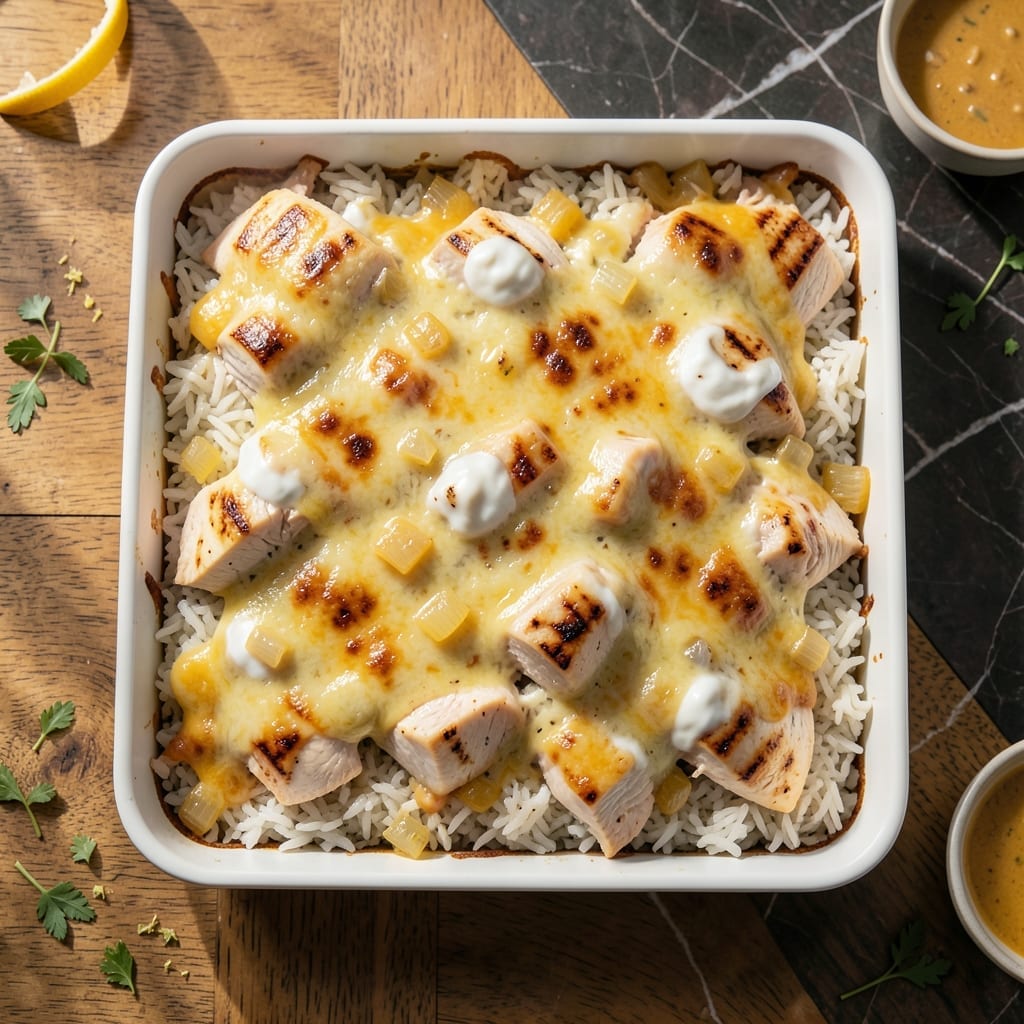 Chicken Rice and Cheese Casserole Recipe: Cheesy Baked Family Favorite
