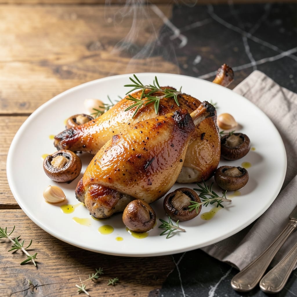 Roasted Chicken and Mushrooms Recipe: Garlic-Infused One-Pan Meal