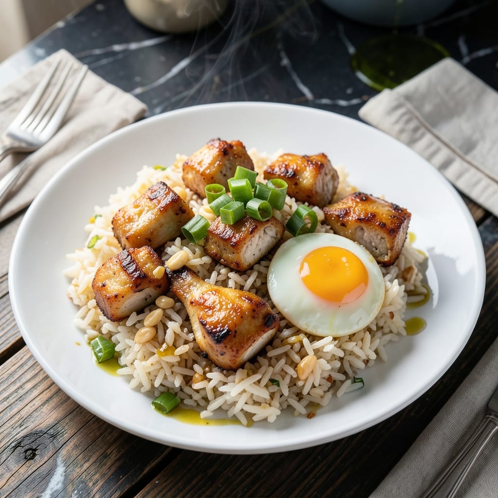 Crispy Garlic Chicken Fried Rice Recipe: Wok-Charred Aromatics With Golden Egg Ribbons