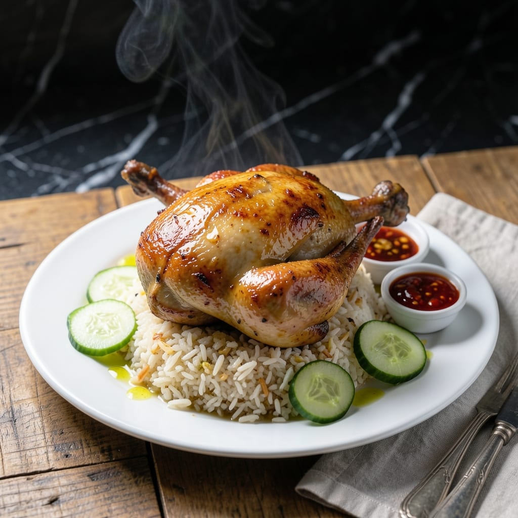 Roasted Hainanese Chicken Rice Recipe Singapore: Fragrant Ginger and Garlic Infusion Roasted Hainanese Chicken Rice Recipe Singapore: Fragrant Ginger and Garlic Infusion