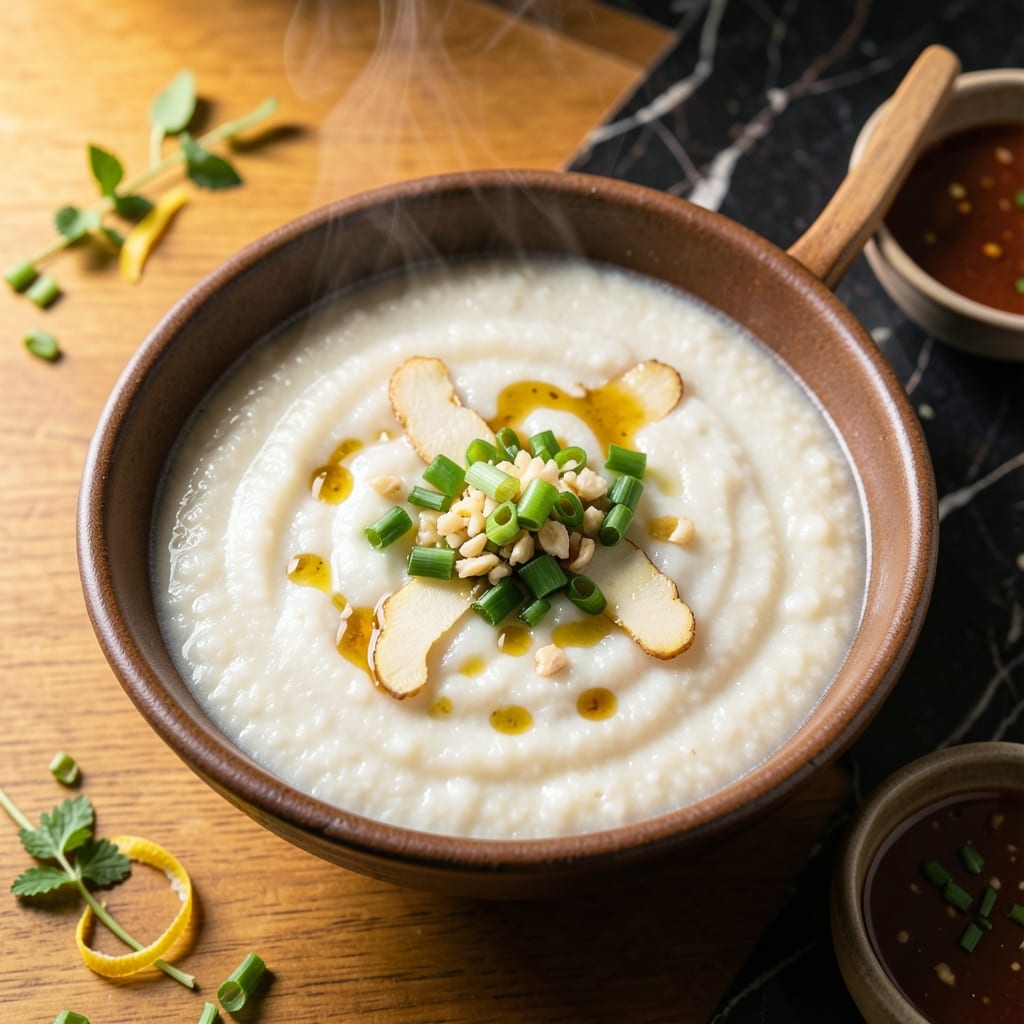 Rice Porridge Recipe Chinese: Congee With Ginger and Scallion Aroma Rice Porridge Recipe Chinese: Congee With Ginger and Scallion Aroma