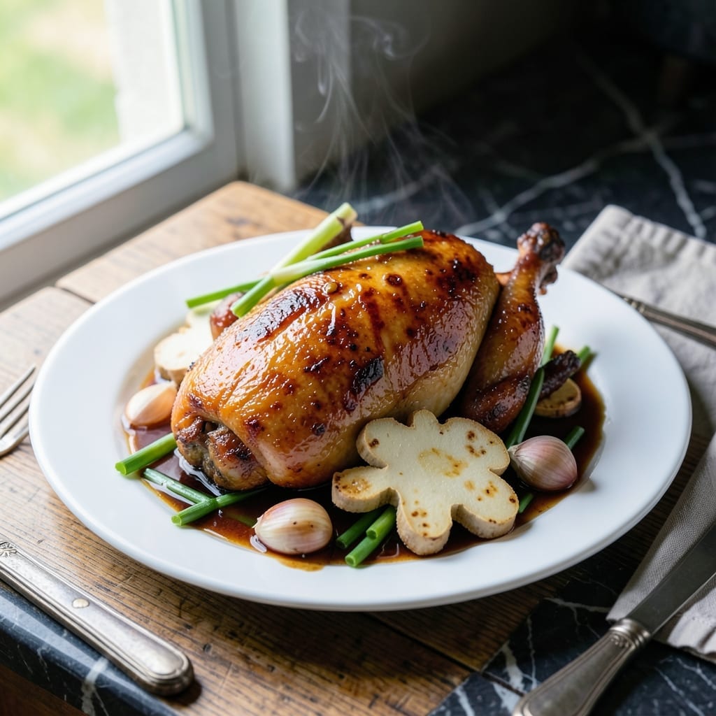 Roasted Hainanese Chicken Recipe: Fragrant Poached and Golden Roasted Roasted Hainanese Chicken Recipe: Fragrant Poached and Golden Roasted