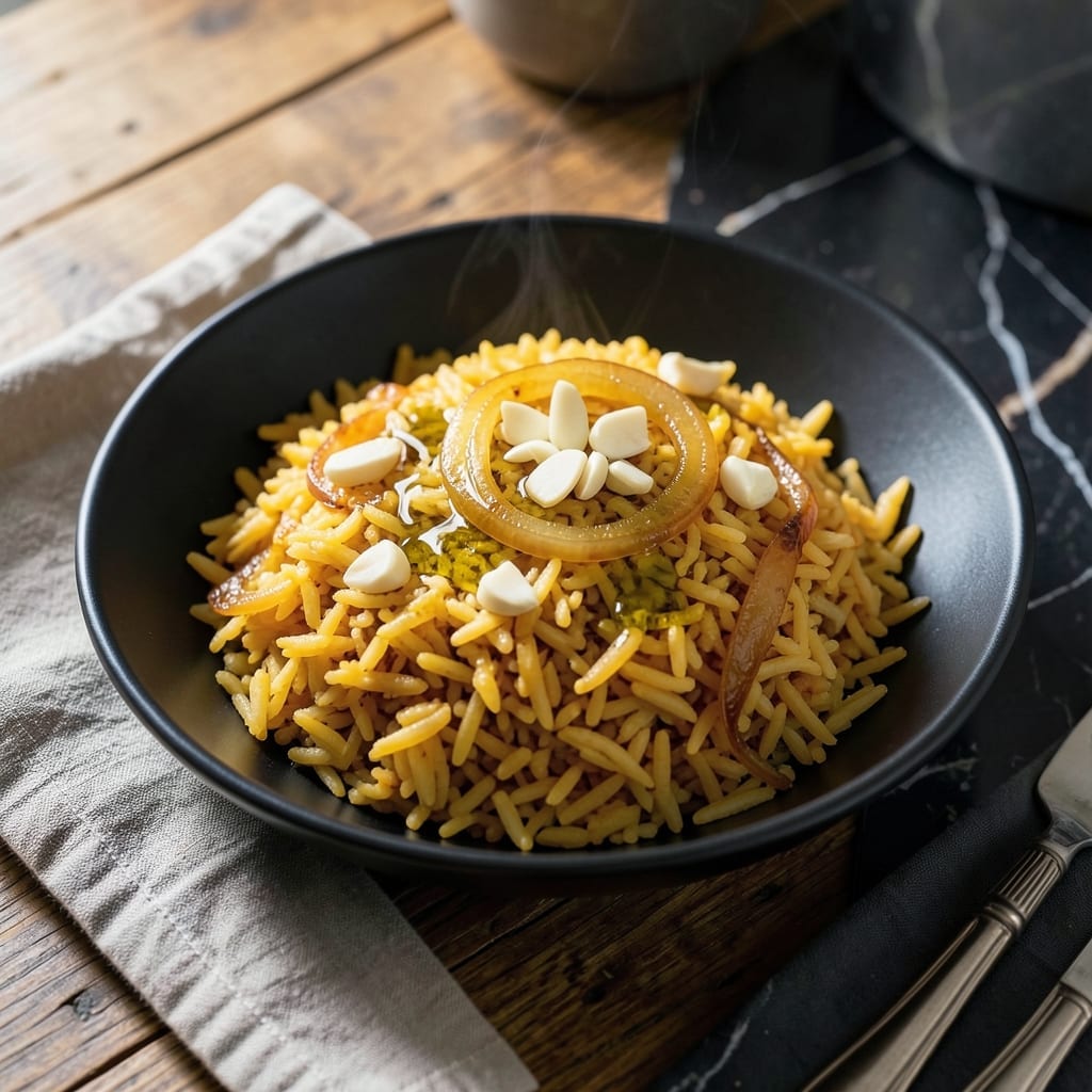 Garlic Turmeric Rice Recipe: Golden Grains With Warm Spiced Aroma