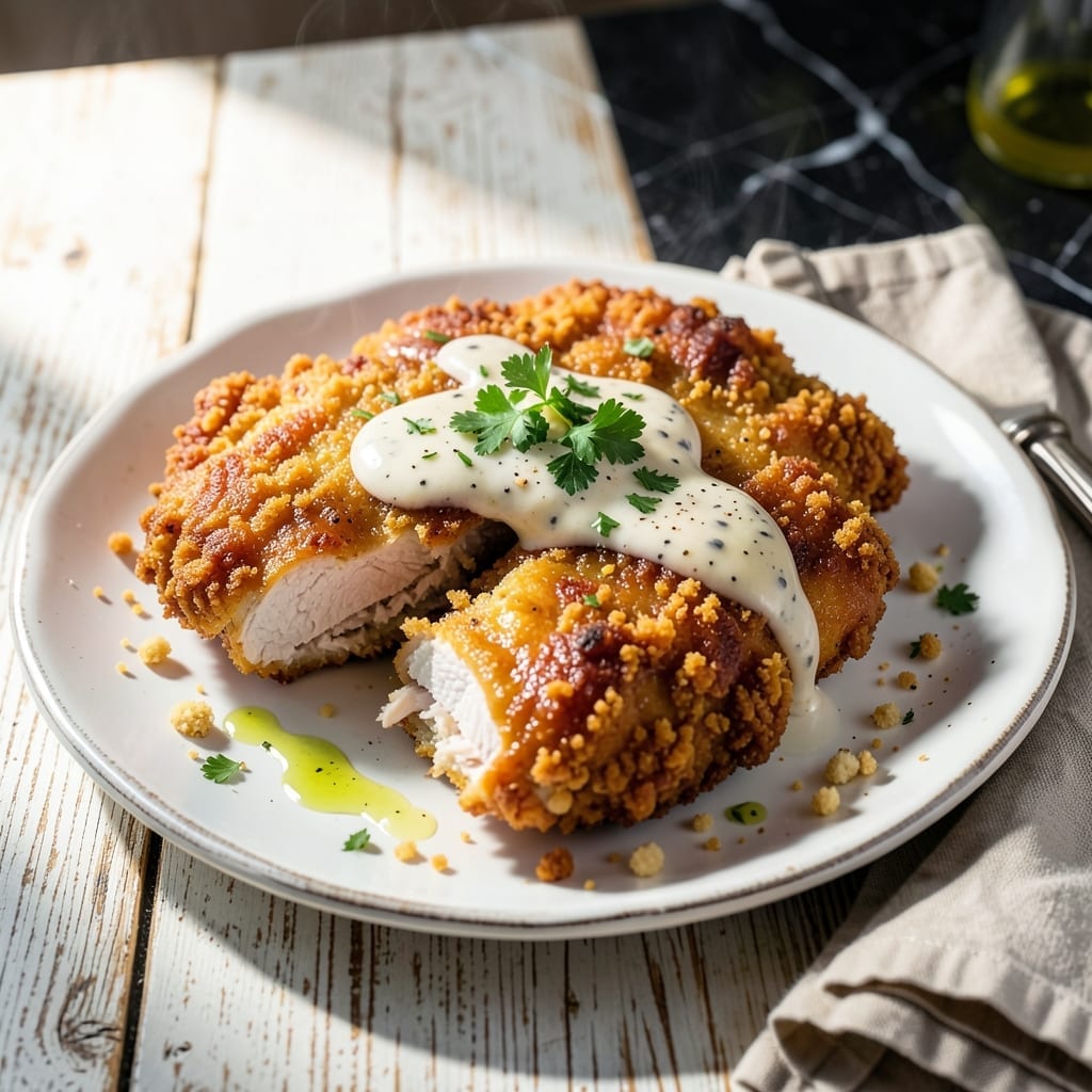 Chicken Fried Chicken Recipe: Crispy Cutlets With Country Gravy Chicken Fried Chicken Recipe: Crispy Cutlets With Country Gravy