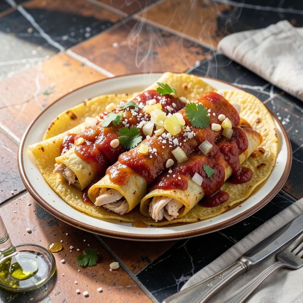 Chicken Enchilada Recipe: Smothered in Spiced Red Sauce Chicken Enchilada Recipe: Smothered in Spiced Red Sauce