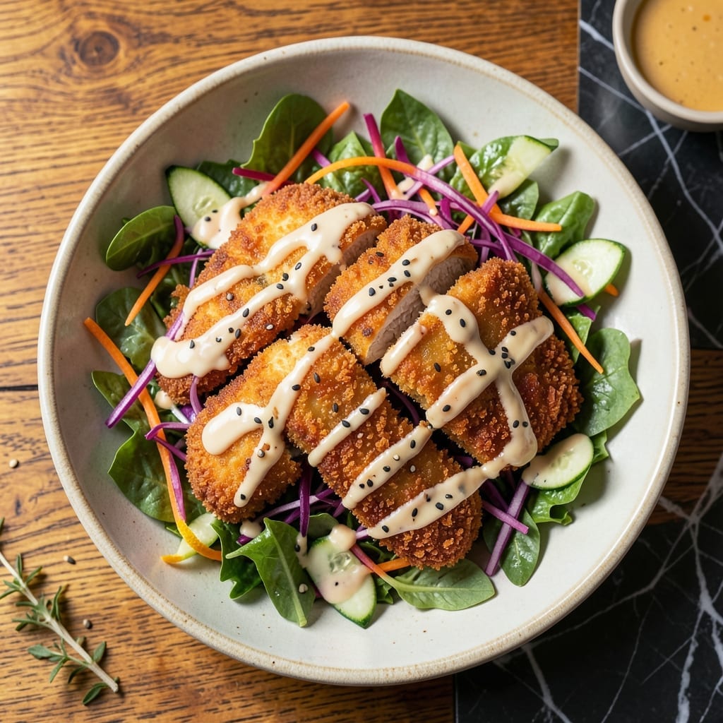 Chicken Katsu Salad Recipe: Crunchy Cutlets With Asian Dressing Chicken Katsu Salad Recipe: Crunchy Cutlets With Asian Dressing