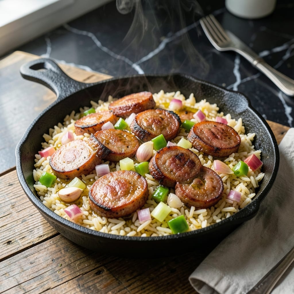Cajun Sausage and Rice Skillet: Smoky Andouille in Every Bite
