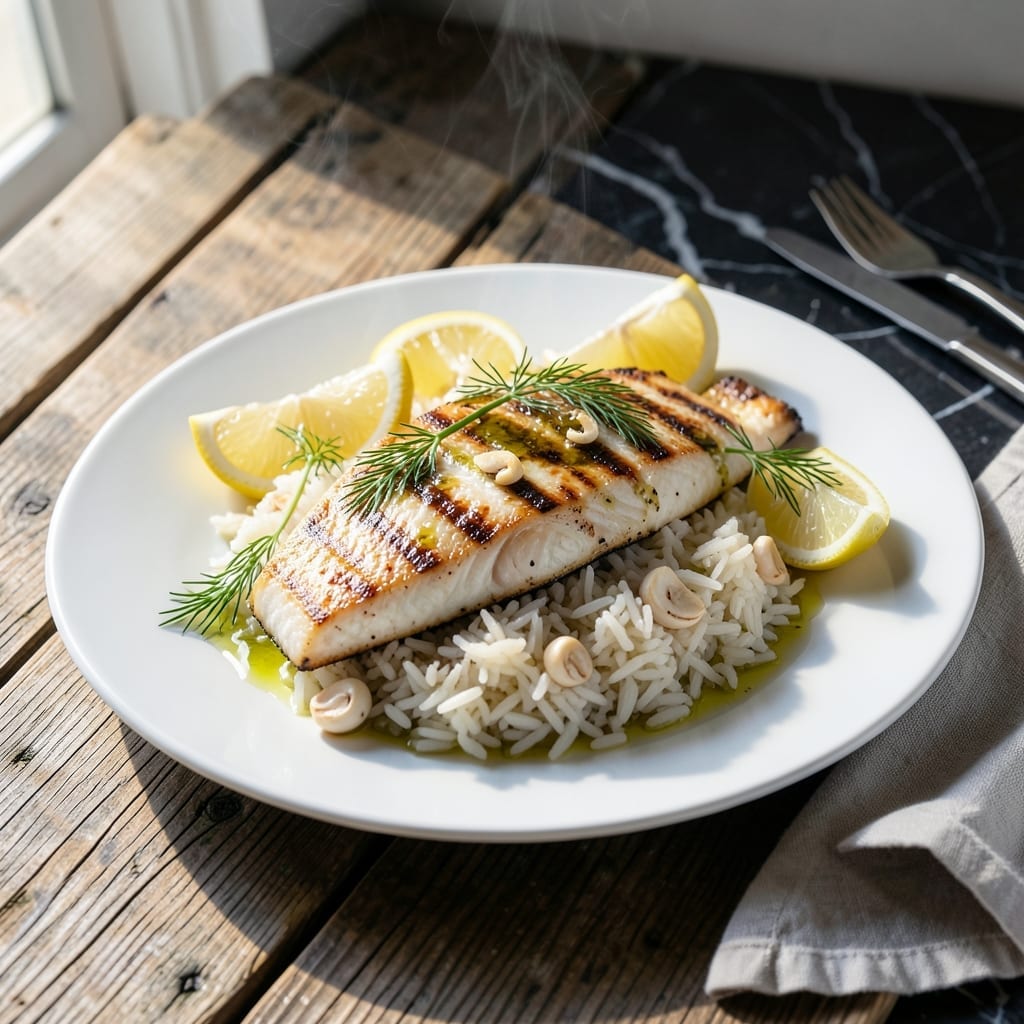 Grilled Fish With Rice Recipe: Flaky Protein and Fragrant Grains Grilled Fish With Rice Recipe: Flaky Protein and Fragrant Grains
