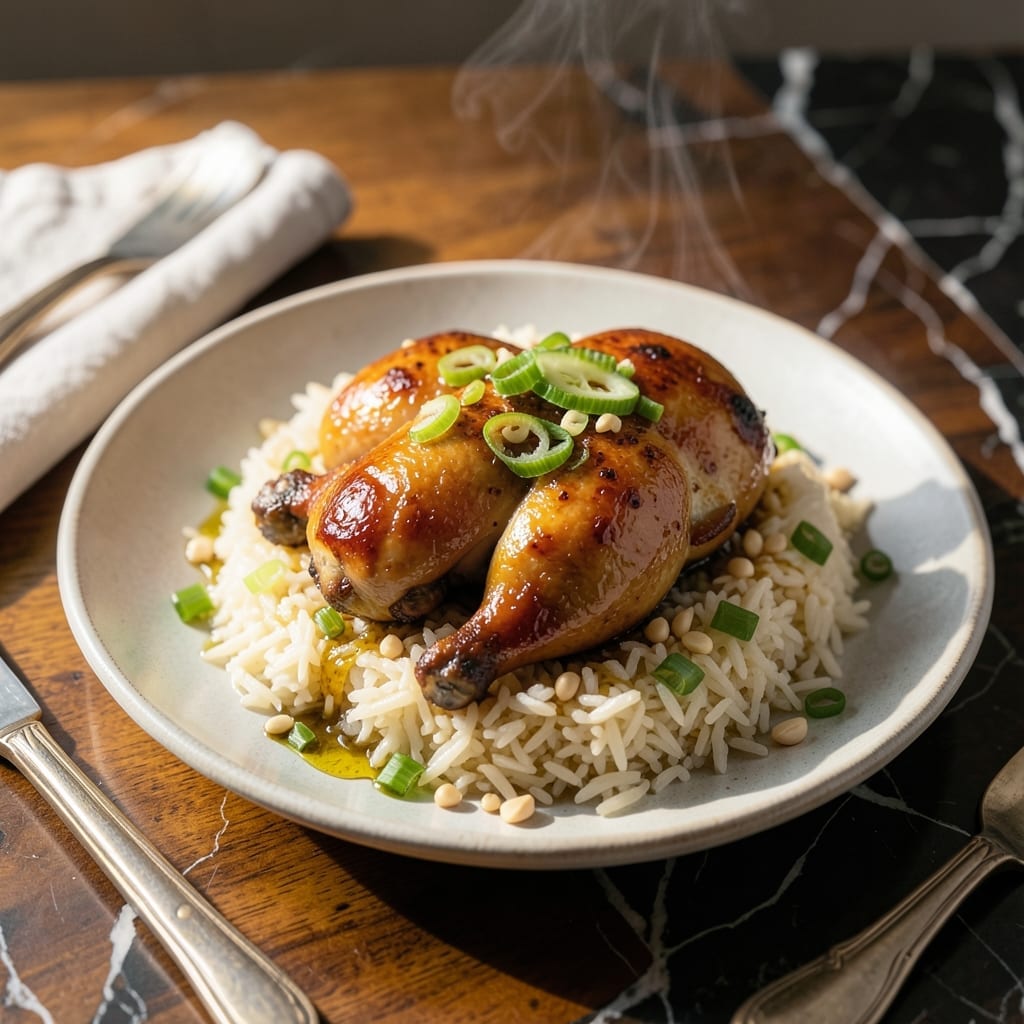 Cantonese Chicken Rice Recipe: Fragrant Poached Chicken Over Ginger-Infused Rice Cantonese Chicken Rice Recipe: Fragrant Poached Chicken Over Ginger-Infused Rice
