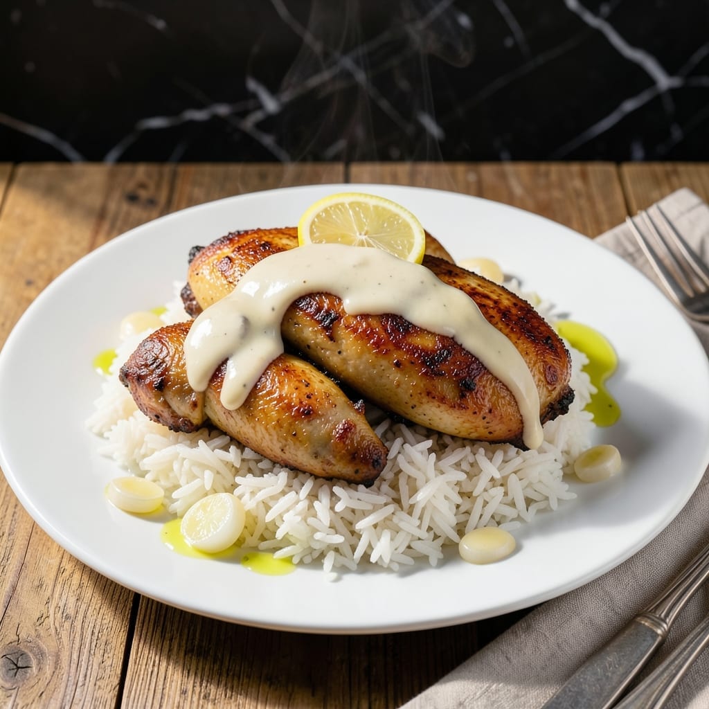 Chicken Over Rice White Sauce Recipe: Creamy Middle Eastern Comfort