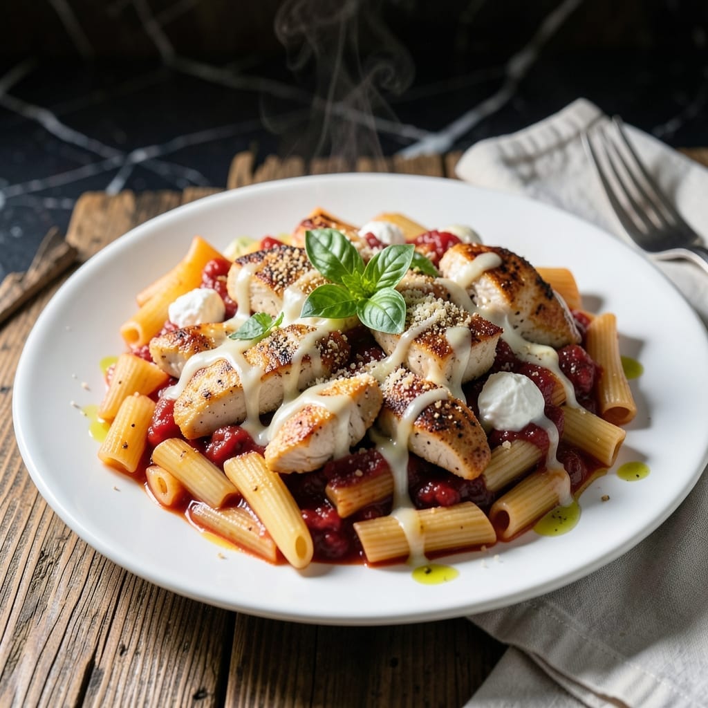 Chicken Rigatoni Recipe: Baked Layers of Cheesy Tomato Goodness Chicken Rigatoni Recipe: Baked Layers of Cheesy Tomato Goodness