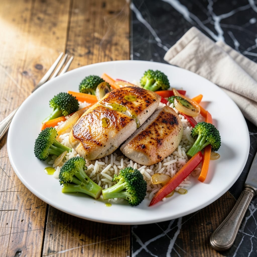 Healthy Chicken Rice and Vegetables Recipe: Nutrient-Packed One-Pan Meal